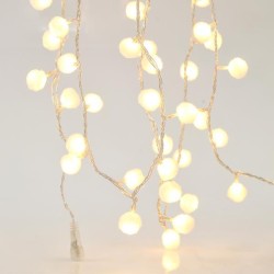 ΣΕΙΡΑ, 100 LED 3mm, ΛΕΥΚΕΣ ΥΦΑΣΜΑΤΙΝΕΣ ΜΠΑΛΕΣ Φ2cm, 31V ΜΕΤΑΣΧΗΜΑΤΙΣΤΗ, 4 ΕΠΕΚΤΑΣΕΙΣ ΕΩΣ 3 ΣΕΤ, ΔΙΑΦΑΝΟ PVC ΚΑΛΩΔΙΟ, ΘΕΡΜΟ ΛΕΥΚΟ LED ΑΝΑ 5cm, ΠΡΟΕΚΤΑΣΗ ΠΑΡΟΧΗΣ 3m, IP44