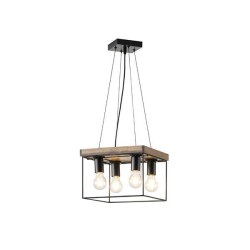 ΦΩΤΙΣΤΙΚΟ ΚΡΕΜΑΣΤΟ ΞΥΛΟ-ΜΕΤΑΛΛO 4ΦΩΤΟ 4XΕ27 Max15w 300x300x1230mm ΜΑΥΡΟ-ΚΑΦΕ ARTE ILLUMINA MULTIPLA