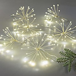 ΜΠΟΥΚΕΤΑΚΙΑ, 120 MINI LED, 4.5V ΜΕΤΑΣΧΗΜΑΤΙΣΤΗ, ΑΣΗΜΙ ΧΑΛΚΙΝΟ ΚΑΛΩΔΙΟ, ΘΕΡΜΟ ΛΕΥΚΟ LED ΑΝΑ 30cm (6 ΜΠΟΥΚΕΤΑ x 20 LED), ΠΡΟΕΚΤΑΣΗ ΠΑΡΟΧΗΣ 3m, IP44