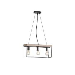 ΦΩΤΙΣΤΙΚΟ ΚΡΕΜΑΣΤΟ ΞΥΛO-ΜΕΤΑΛΛO 3ΦΩΤΟ 3XΕ27 Max15w 480x125x1230mm ΜΑΥΡΟ-ΚΑΦΕ ARTE ILLUMINA MULTIPLA