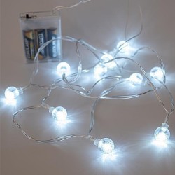 ΣΕΙΡΑ, 10 LED 5mm, ΑΚΡΥΛΙΚΕΣ ΔΙΑΦΑΝΕΣ ΜΠΑΛΕΣ 1.8cm, ΜΠΑΤΑΡΙΑΣ 3xAA, ΔΙΑΦΑΝΟ PVC ΚΑΛΩΔΙΟ, ΛΕΥΚΟ LED ΑΝΑ 15cm, ΠΡΟΕΚΤΑΣΗ ΠΑΡΟΧΗΣ 50cm, IP20