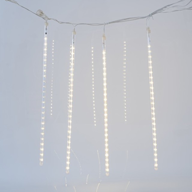 SNOWDROP, 240 LED, 5V ΜΕΤΑΣΧΗΜΑΤΙΣΤΗ, 4 ΕΠΕΚΤΑΣΕΙΣ ΕΩΣ 3 ΣΕΤ, 5 ΣΩΛΗΝΕΣ 50cm ΜΕ ΘΕΡΜΟ ΛΕΥΚΟ LED (H50 x L400cm), ΠΡΟΕΚΤΑΣΗ ΠΑΡΟΧΗΣ 5m, IP44