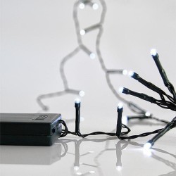 ΣΕΙΡΑ, 20 LED 5mm, ΜΠΑΤΑΡΙΑΣ 3xAA, ΧΡΟΝΟΔΙΑΚΟΠΤΗΣ, ΠΡΑΣΙΝΟ PVC ΚΑΛΩΔΙΟ, ΛΕΥΚΟ LED ΑΝΑ 10cm, ΠΡΟΕΚΤΑΣΗ ΠΑΡΟΧΗΣ 50cm, IP20