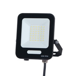 ΠΡΟΒΟΛΕΑΣ LED 30W SMD ΜΑΥΡΟΣ IP66 4000K PLUS 60cm ΚΑΛΩΔΙΟ