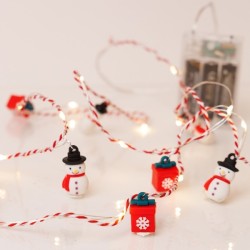 ΣΕΙΡΑ, 20 MINI LED, ΧΙΟΝΑΝΘΡΩΠΟΣ & ΚΟΥΤΙ ΔΩΡΟΥ, ΜΠΑΤΑΡΙΑΣ 3xAA, ΧΡΟΝΟΔΙΑΚΟΠΤΗ, ΚΟΚΚΙΝΟ & ΛΕΥΚΟ ΧΑΛΚΙΝΟ ΚΑΛΩΔΙΟ, ΘΕΡΜΟ ΛΕΥΚΟ LED ΑΝΑ 10cm, ΠΡΟΕΚΤΑΣΗ ΠΑΡΟΧΗΣ 30cm, IP20