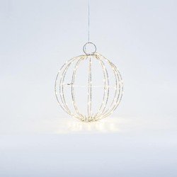 ΑΣΗΜΙ ΜΕΤΑΛΛΙΚΗ ΜΠΑΛΑ ΦΩΤΙΖΟΜΕΝΗ 20cm, 96 MINI LED, ΣΤΑΘΕΡΟΣ ΜΕΤΑΣΧΗΜΑΤΙΣΤΗΣ, ΑΣΗΜΙ ΧΑΛΚΙΝΟ ΚΑΛΩΔΙΟ, ΘΕΡΜΟ ΛΕΥΚΟ LED, ΠΡΟΕΚΤΑΣΗ ΠΑΡΟΧΗΣ 3m, IP44