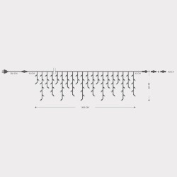 ΒΡΟΧΗ, 144 LED 5mm, 230V, 3 ΕΠΕΚΤΑΣΕΙΣ ΕΩΣ 8 ΣΕΤ, ΠΡΑΣΙΝΟ ΚΑΟΥΤΣΟΥΚ ΚΑΛΩΔΙΟ, ΛΕΥΚΟ LED (H60 x L300cm, 5/7/5/7), ΠΡΟΕΚΤΑΣΗ ΠΑΡΟΧΗΣ 1.5m, ΙΡ65