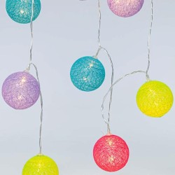 ΣΕΙΡΑ, 10 LED 5mm, ΧΡΩΜΑΤΙΣΤΕΣ ΜΠΑΛΕΣ Φ6cm, 31V ΜΕΤΑΣΧΗΜΑΤΙΣΤΗ, ΔΙΑΦΑΝΟ PVC ΚΑΛΩΔΙΟ, ΘΕΡΜΟ ΛΕΥΚΟ LED ΑΝΑ 15cm, ΠΡΟΕΚΤΑΣΗ ΠΑΡΟΧΗΣ 3m, IP44