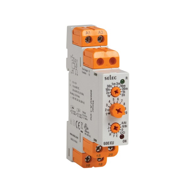 ΧΡΟΝΙΚΟ RELAY ΡΑΓΑΣ 13 ΛΕΙΤΟΥΡΓΙΩΝ 1C/O 20-240VAC/ 12-240VDC 600XU-A-1-CU SELEC