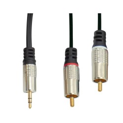 ΚΑΛΩΔΙΟ ΗΧΟΥ 3.5mm STEREO ΑΡΣΕΝΙΚΟ ΣΕ 2 RCA ΑΡΣΕΝΙΚΑ 1.5m ΕΠΙΧΡΥΣΑ OD4.0 J1902-010 VIC BAG OWI