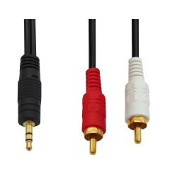 ΚΑΛΩΔΙΟ ΗΧΟΥ 3.5mm STEREO ΑΡΣΕΝΙΚΟ ΣΕ 2 RCA ΑΡΣΕΝΙΚΑ 3m ΕΠΙΧΡΥΣΑ OD2.8 BAG FEV