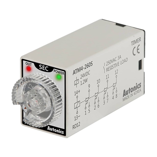 ΧΡΟΝΙΚΟ RELAY ΠΙΝΑΚΟΣ MINI 14P DELAY ON 60sec 4C/O 24VDC ATM4-260S AUTONICS