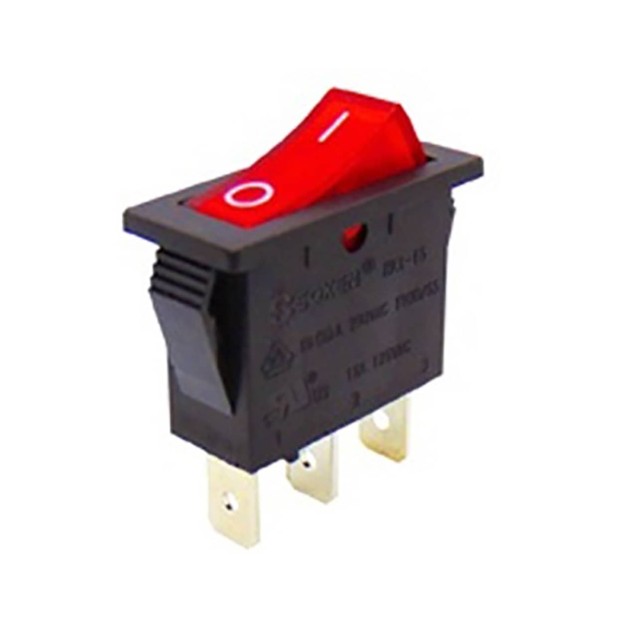 ΔΙΑΚΟΠΤΗΣ ROCKER ΜΕΣΑΙΟΣ 3P ΜΕ ΛΥΧΝΙΑ ON-OFF 16A/250V ΚΟΚΚΙΝΟΣ RK1-15B 1X1Ν B/R"0-" SOKEN