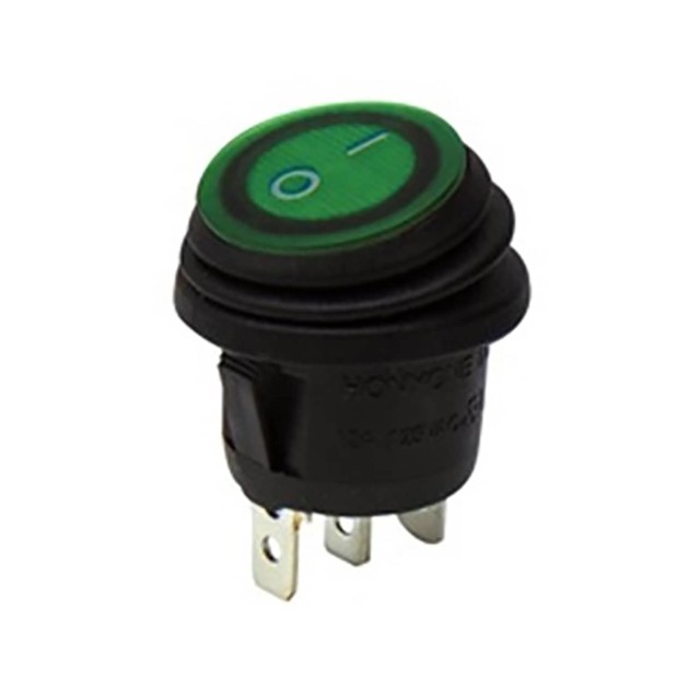ΔΙΑΚΟΠΤΗΣ ROCKER Φ23 3P ΜΕ ΛΥΧΝΙΑ ON-OFF 10A/250V IP65 ΠΡΑΣΙΝΟΣ WR5110 HNO