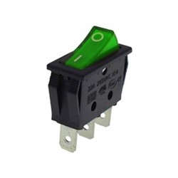 ΔΙΑΚΟΠΤΗΣ ROCKER ΜΕΣΑΙΟΣ 3P ΜΕ ΛΥΧΝΙΑ ON-OFF 22A/250V ΠΡΑΣΙΝΟΣ R1110 HNO