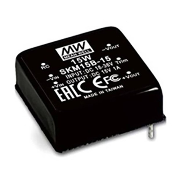 CONVERTER DC/DC 15W/18-36V/12V/1.25A PCB SKM15B-12 MEAN WELL