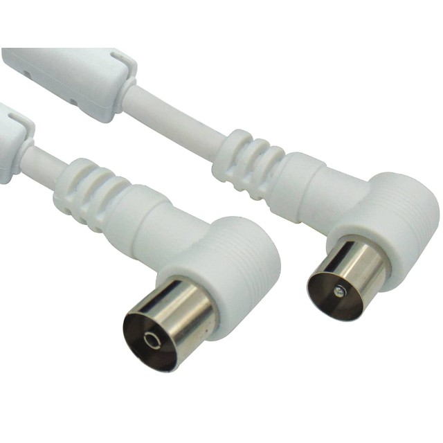 ΚΑΛΩΔΙΟ TV PAL M/F 1.5m ΓΩΝΙΑΚΟ ΜΕ ΦΕΡΡΙΤΗ ΛΕΥΚΟ COLOR BOX LANCOM