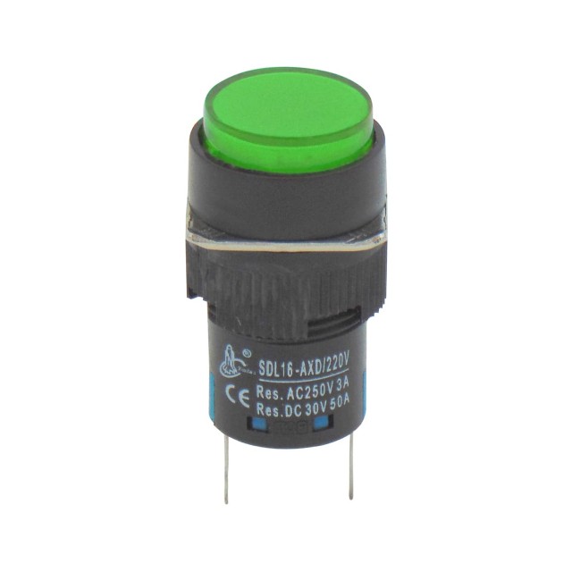 ΛΥΧΝΙΑ ΕΝΔΕΙΚΤΙΚΗ LED Φ16 24VAC/DC ΠΡΑΣΙΝΗ ΜΕ FASTON XDL16-AXD XND
