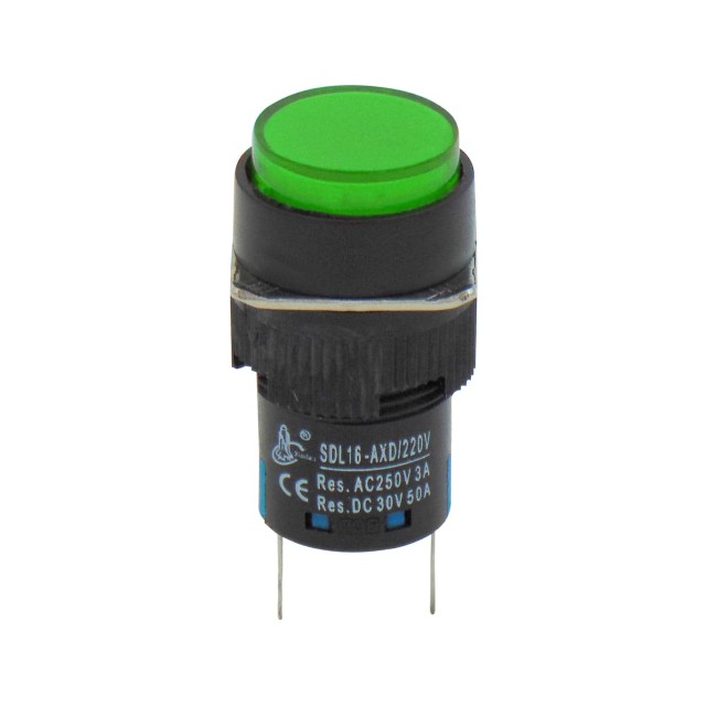 ΛΥΧΝΙΑ ΕΝΔΕΙΚΤΙΚΗ LED Φ16 230VAC ΠΡΑΣΙΝΗ ΜΕ FASTON XDL16-AXD XND