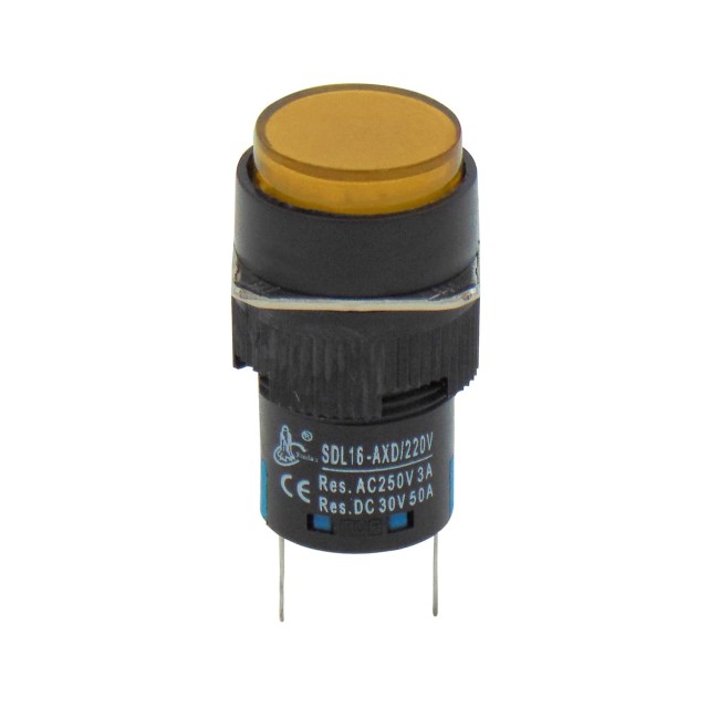 ΛΥΧΝΙΑ ΕΝΔΕΙΚΤΙΚΗ NEON Φ16 230VAC ΚΙΤΡΙΝΗ ΜΕ FASTON SDL16-AXD XND