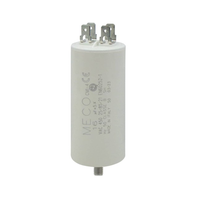 ΠΥΚΝΩΤΗΣ ΜΟΝΙΜΟΥ ΛΕΙΤΟΥΡΓΙΑΣ FASTON 16μF 450VAC MECO