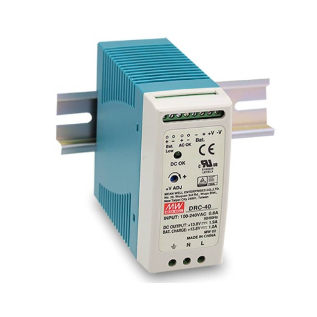 ΤΡΟΦΟΔΟΤΙΚΟ ΡΑΓΑΣ 40.02W/27.6VDC/0.95A ΜΕ ΦΟΡΤΙΣΤΗ ΜΠΑΤΑΡΙΑΣ (UPS) DRC-40B MEAN WELL