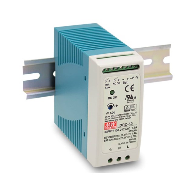 ΤΡΟΦΟΔΟΤΙΚΟ ΡΑΓΑΣ 59.34W/27.6VDC/1.4A ΜΕ ΦΟΡΤΙΣΤΗ ΜΠΑΤΑΡΙΑΣ (UPS) DRC-60B MEAN WELL