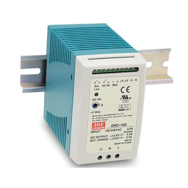 ΤΡΟΦΟΔΟΤΙΚΟ ΡΑΓΑΣ 96.6W/27.6VDC/2.25A ΜΕ ΦΟΡΤΙΣΤΗ ΜΠΑΤΑΡΙΑΣ (UPS) DRC-100B MEAN WELL