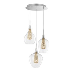 Chrome Aluminium Clear Glass & Gold Frame LED G9 3x5W Bulb Excluded D: 30 H: 120 cm 1500202803