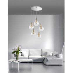 Chrome Aluminium Clear Glass & Gold Frame LED G9 5x5W Bulb Excluded D: 37 H: 120 cm 1500202805