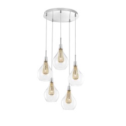 Chrome Aluminium Clear Glass & Gold Frame LED G9 5x5W Bulb Excluded D: 37 H: 120 cm 1500202805