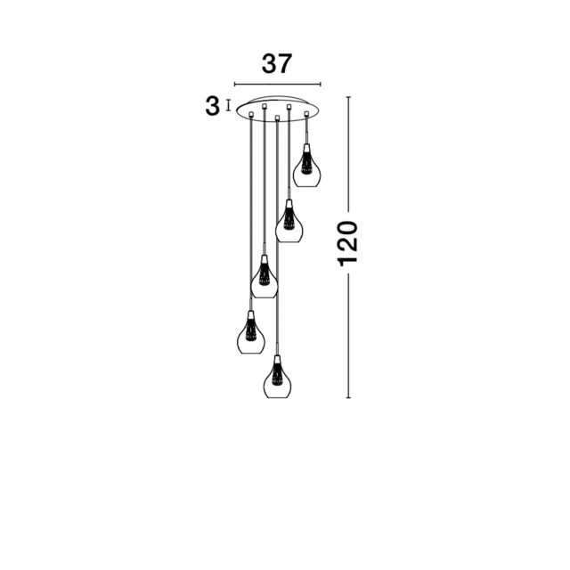 Chrome Aluminium Clear Glass & Gold Frame LED G9 5x5W Bulb Excluded D: 37 H: 120 cm 1500202805