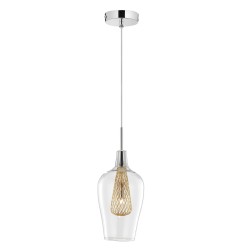Chrome Aluminium Clear Glass & Gold Frame LED G9 1x5W Bulb Excluded D:14 H1:19 H2:120 cm 1500202831