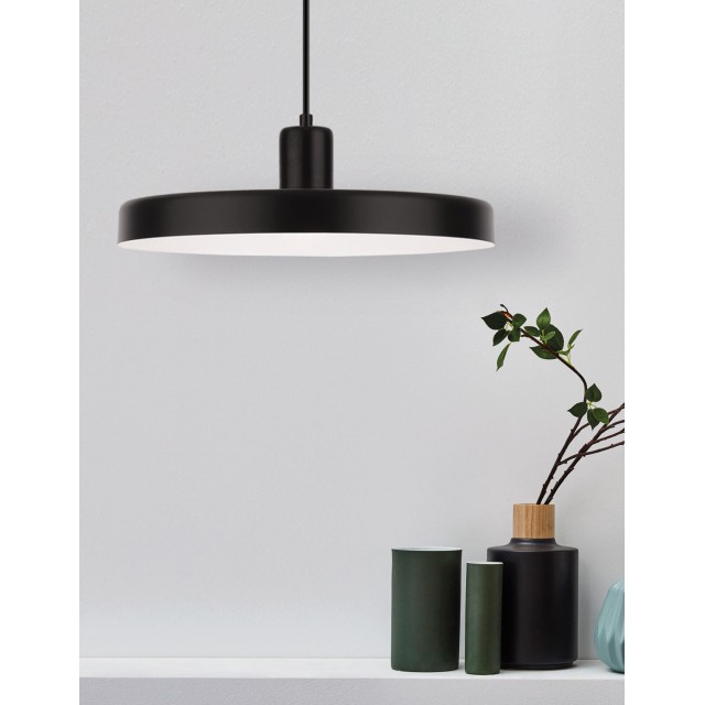 Matt Black Steel Outside Shiny White Steel Inside LED E27 1x60W IP20 Bulb Excluded D: 36 H: 120 cm 540602