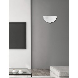 Wall Lamp Alabaster Glass Chrome Metal LED E27 1x60W L:30 H:16cm 605803