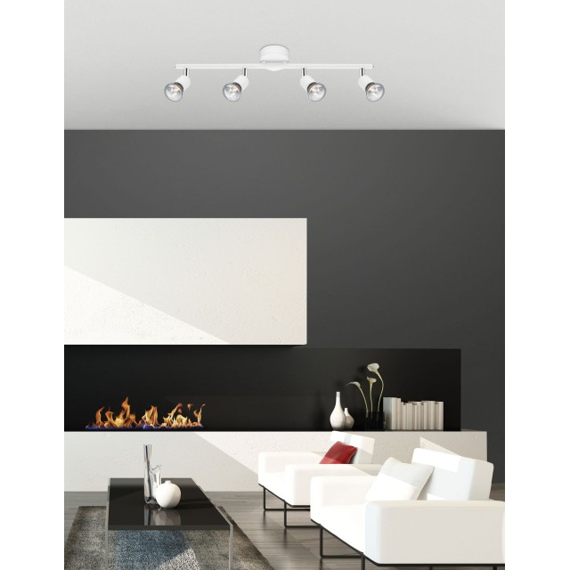 Matt White Metal GU10 4x50 Watt IP20 Bulb Excluded L: 51 W: 8 H: 10.9 cm 661004