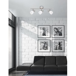Opal Glass Satin Nickel Metal LED E14 3x40W IP20 Bulb Excluded L: 52 W: 7.8 H: 16.2 cm 667003