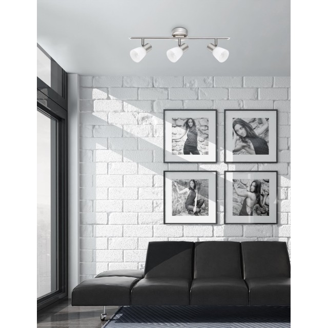 Opal Glass Satin Nickel Metal LED E14 3x40W IP20 Bulb Excluded L: 52 W: 7.8 H: 16.2 cm 667003