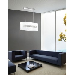 Chrome Aluminium White Glass & Crystal LED E27 3x40 Watt IP20 Bulb Excluded  L: 58 W: 26 H: 110 cm 7310602