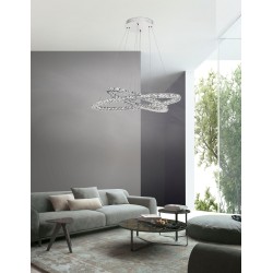 Chrome Aluminium & Crystal AdjusTable LED 40 Watt 2400Lm 3000 IP20 L: 64 W: 44 H: 120 cm 7403001