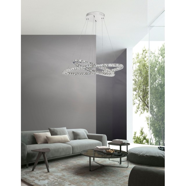 Chrome Aluminium & Crystal AdjusTable LED 40 Watt 2400Lm 3000 IP20 L: 64 W: 44 H: 120 cm 7403001
