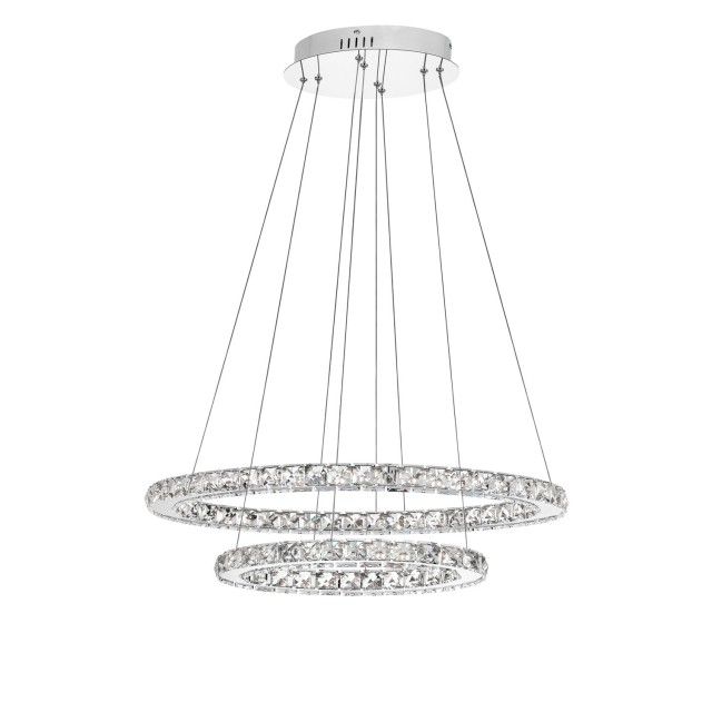 Chrome Aluminium & Crystal AdjusTable LED 40 Watt 2400Lm 3000 IP20 L: 64 W: 44 H: 120 cm 7403001