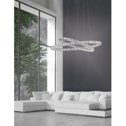 Chrome Aluminium & Crystal AdjusTable LED 52 Watt 3120Lm 3000 IP20 L: 85 W: 42 H: 120 cm 7403002