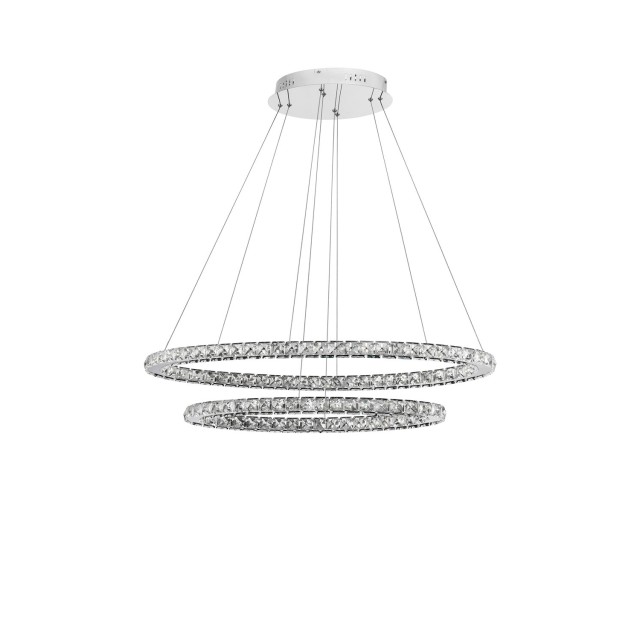 Chrome Aluminium & Crystal AdjusTable LED 52 Watt 3120Lm 3000 IP20 L: 85 W: 42 H: 120 cm 7403002