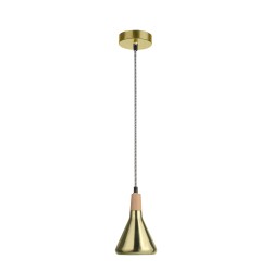Brass Metal & Natural Wood LED E14 1x40W IP20 Bulb Excluded D: 12.5 H1: 13 H2: 120cm 7605176