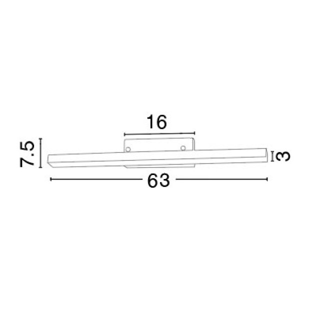 Chrome Aluminium & Acrylic LED 18W 1513Lm 3000 IP44 L: 63 W1: 3 W2: 7.5 H: 7.5 cm 787004