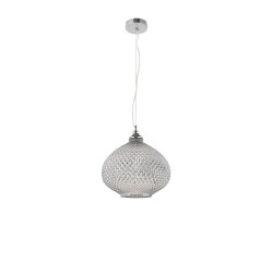 Chrome Glass & Metal LED E27 1x40 Watt 230 Volt IP20 Bulb Excluded D: 28 H1: 30 H2:120 cm 8040201