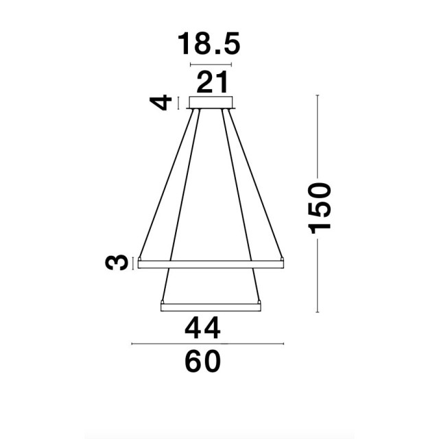 Golden Leaf Aluminium & Acrylic AdjusTable LED 65 Watt 230 Volt 3900Lm 3000 IP20 D: 60 H: 150 cm 8100281