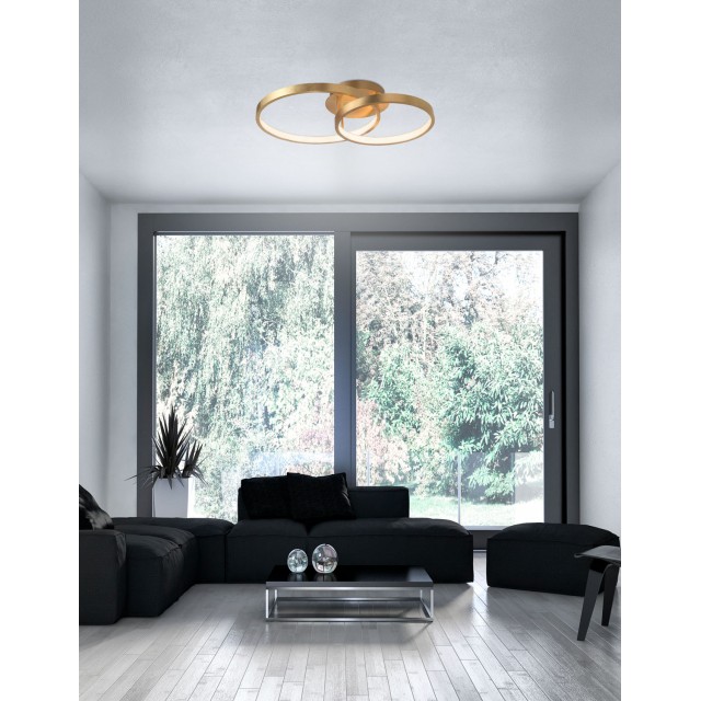 Golden Leaf Aluminium & Acrylic LED 44 Watt 230 Volt 2650Lm 3000 IP20 L: 64 W: 45 H: 14 cm 8100282