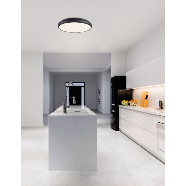 Black Aluminium Acrylic Diffuser LED 50 Watt 230 Volt 2750Lm 3000 IP20 D: 51 H: 9 cm 8100984